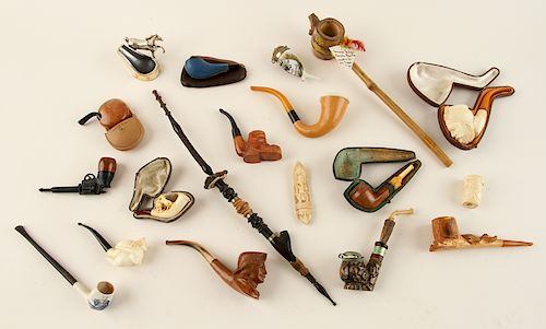 COLLECTION OF SIXTEEN PIPES WITH PIPE STAND