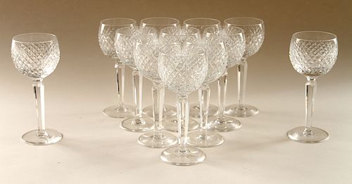 12 WATERFORD CRYSTAL WINE GLASSES ALANA PATTERN
