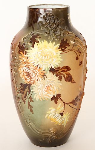 LARGE LIMOGES HAND PAINTED VASE MARKED PMC-FRANCE
