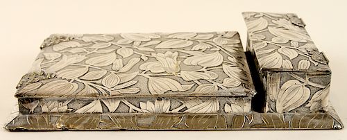 LATE 19TH CENT. SILVER PLATED WRITING BOX