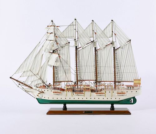 Model four-masted schooner 'J.S. Elcano'