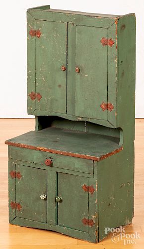 Childs painted pine stepback cupboard