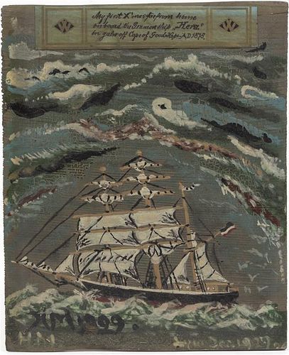 A Nautical Scene on Board, Height 10 3/4 x width 8 5/8 inches.
