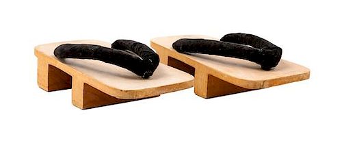 A Pair of Japanese Geta Length 9 1/2 inches.