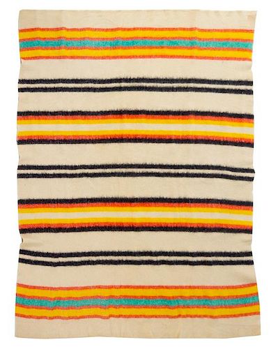 A Hudson Bay Style Striped Blanket 57 x 68 inches.