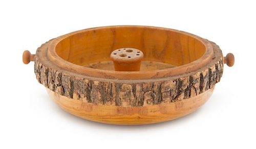 A Carved Wood Censer Bowl Diameter 9 1/4 inches.