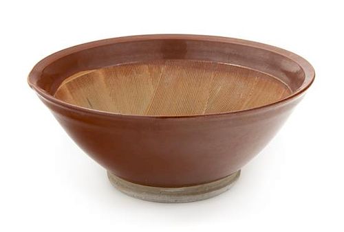 A Glazed Studio Ceramic Bowl Diameter 9 3/4 inches.