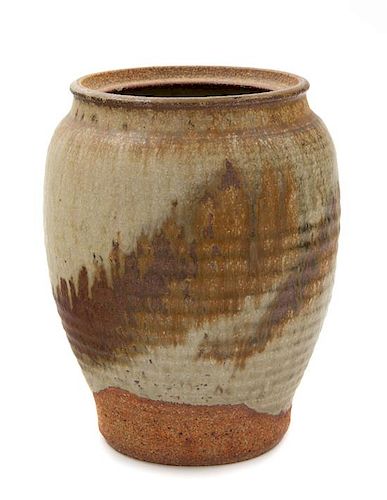A Glazed Studio Ceramic Vase Height 8 inches.