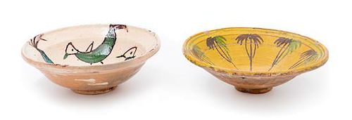 Two Mexican Slip-Decorated Bowls Diameter 11 1/4 inches.