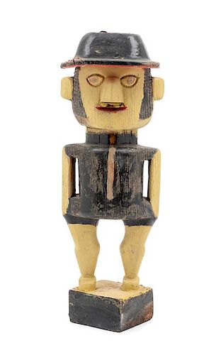 A Painted Wood Figure Height 14 inches.