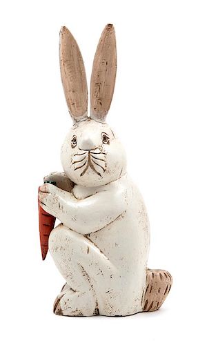 A Painted Wood Figure of a Rabbit Height 15 1/2 inches.
