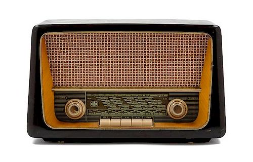An EMUD Lacquered Mahogany Radio Width 14 1/2 inches.