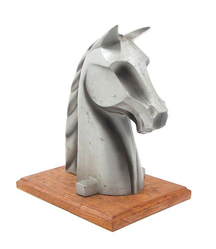 A Cast Metal Horse Head Ornament Height 12 inches.