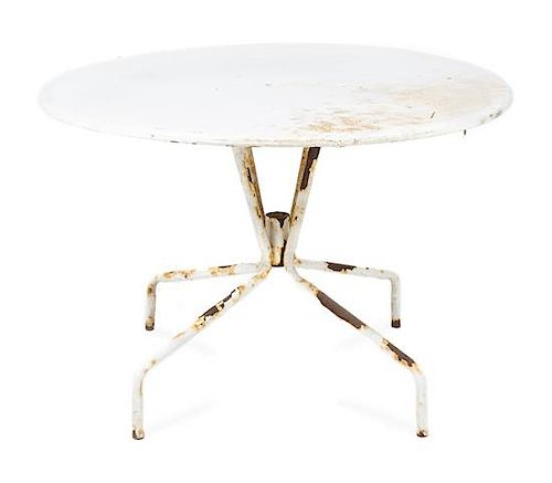 A Painted Metal Patio Table Diameter of top 41 inches.