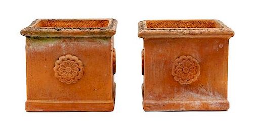 A Pair of Terra Cotta Jardinieres Height 11 inches.