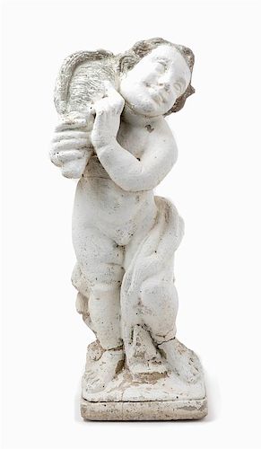 A Painted Cast Stone Garden Figure Height 23 inches.