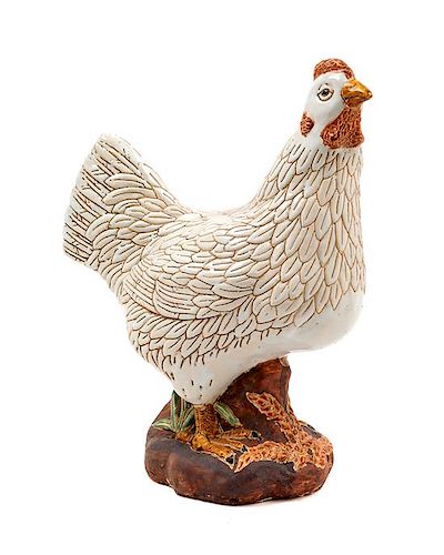 A Glazed Ceramic Rooster Height 14 1/4 inches.