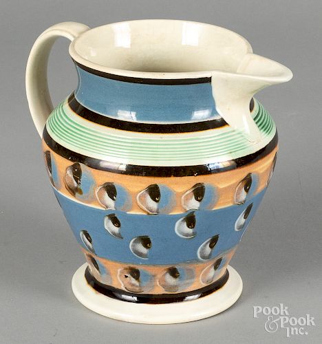 Mocha pitcher, 19th c., with cat's eye decoration
