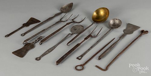 Wrought iron kitchen utensils, 19th c.