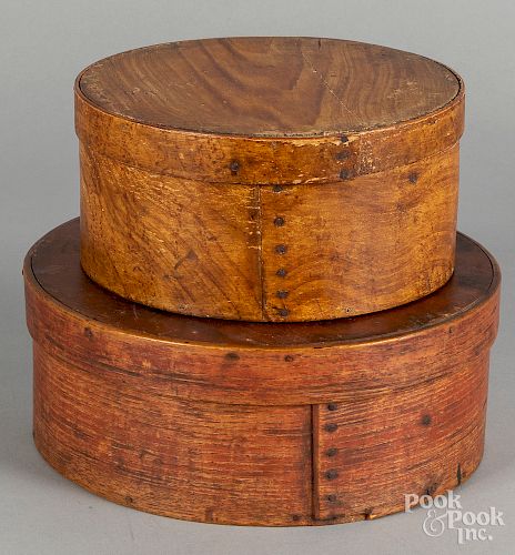 Two painted bentwood pantry boxes, 19th c.
