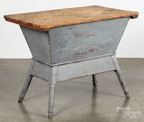 Painted pine dough table, 19th c.