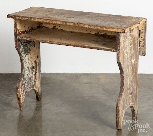 Painted pine bench, 19th c.