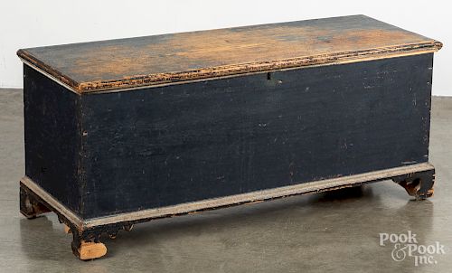 Painted hard pine blanket chest, ca. 1800