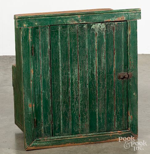 Painted pine built in cupboard, ca. 1900.