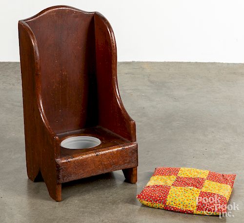 Childs pine potty chair, 19th c.