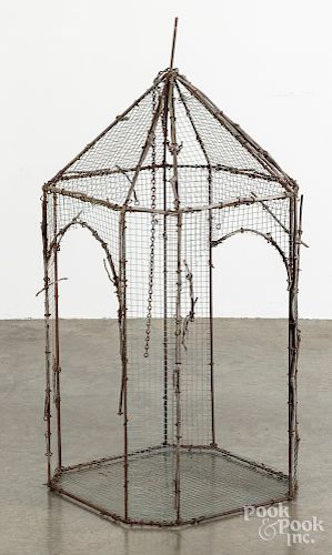 Wire bird cage, 42" h.