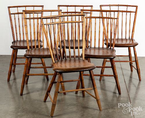 Assembled set of six rodback Windsor chairs