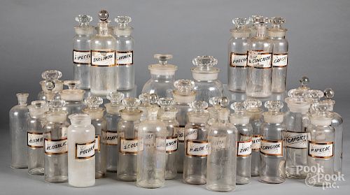 Collection of early glass bottles