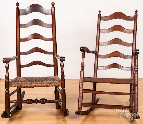 Two Delaware Valley ladderback rocking chairs