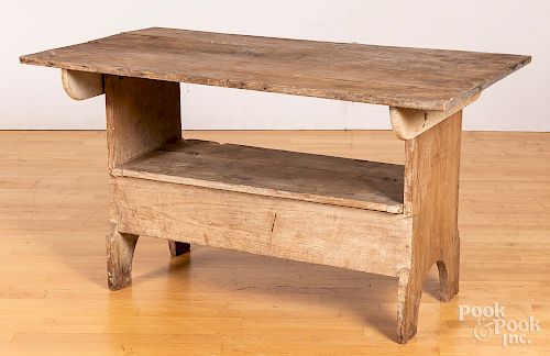 Pine and poplar bench table, late 19th c.