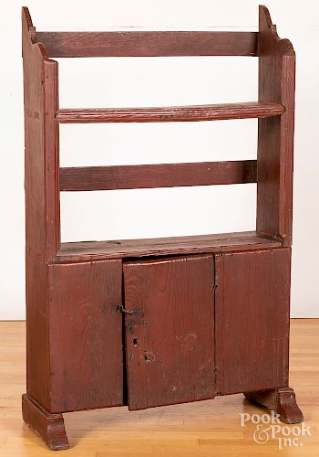 Painted pine bucket bench, 19th c.
