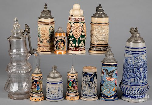 Collection of German steins, early 20th c.