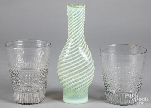 Two blown molded glass flips, etc.