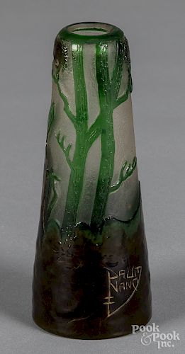 Daum Nancy cameo glass vase, 5 5/8" h.