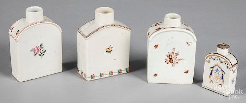 Four Chinese export porcelain tea caddies
