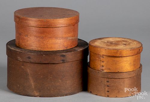 Four bentwood boxes, 19th c.