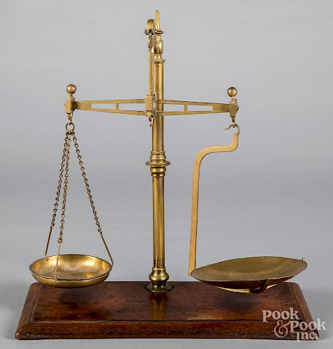 Parnall & Sons brass balance scale, 18" h.