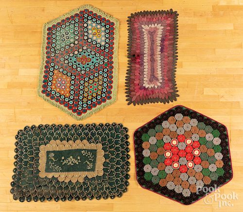Four penny rugs, late 19th/early 20th c.
