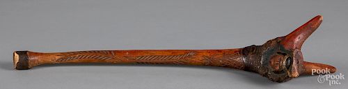 Penobscot Indian carved club, early 20th c.
