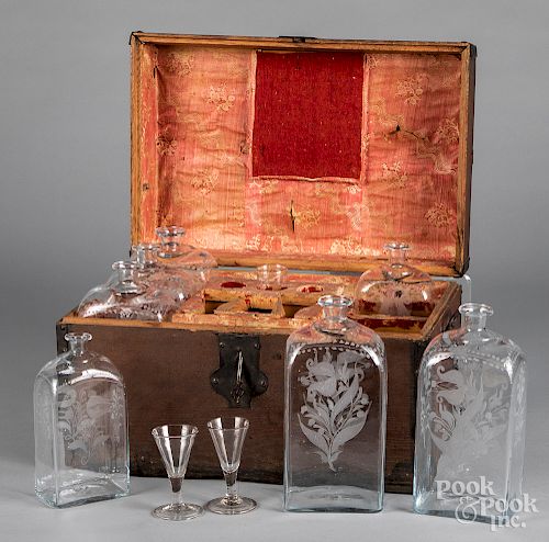 Oak bottle case, 19th c.