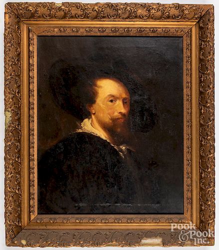 Oil on canvas portrait, after Rembrandt, 19th c.