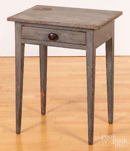 Painted hard pine one-drawer stand, 19th c.