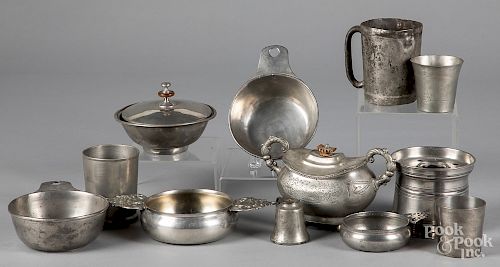 Collection of pewter tablewares.