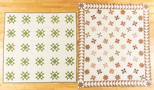 Two pieced star quilts, late 19th c.