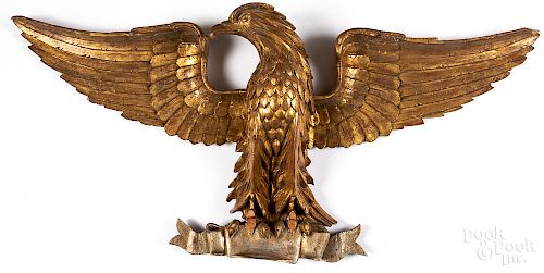 Large carved giltwood spread winged eagle
