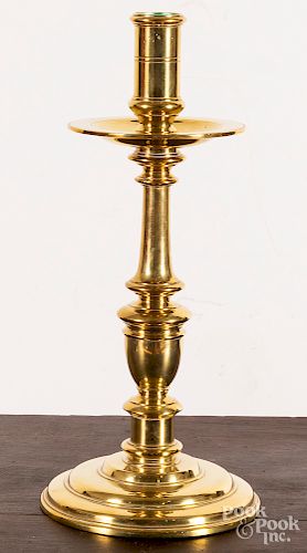 Colonial Williamsburg brass candlestick, 13" h.